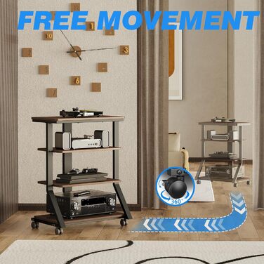 HiFi-стелаж 5Rcom з дерева, 4-рівневий аудіо-стійка для програвача та AV-апаратури, багатофункціональний, регулювання висоти, навантаження 54 кг