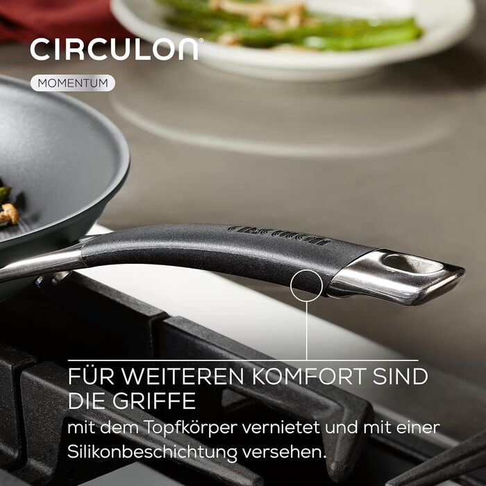 Wok Circulon Momentum 26 см, індукційна, анодований алюміній, антипригарна, софт-ручки, чорний, для плити та духовки, можна мити в посудомийці