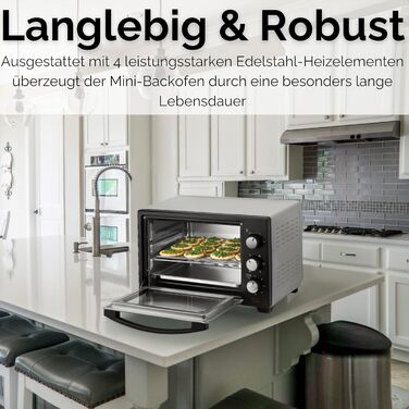 Steinborg Mini Backofen 25л – Електрична міні-піч 3-в-1 для піци та випічки з конвекцією, 1600 Вт, таймер 60 хв, деко для крихт