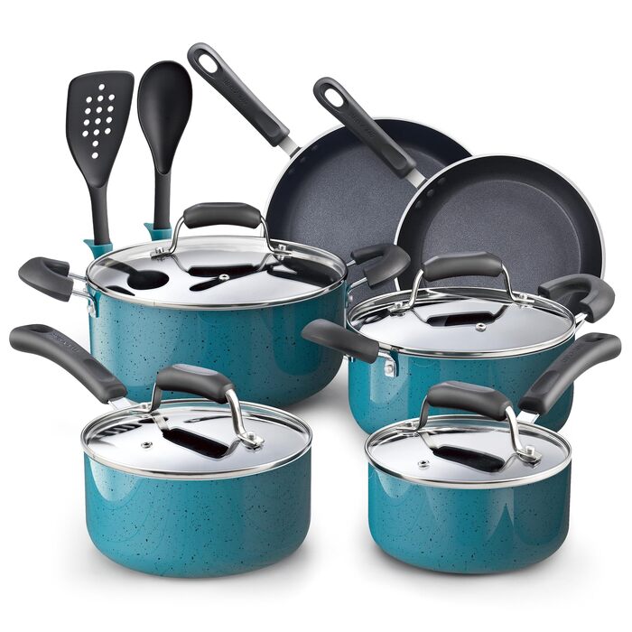 Набір посуду Cook N Home з антипригарним покриттям, з турбінними ручками, бірюзовий колір