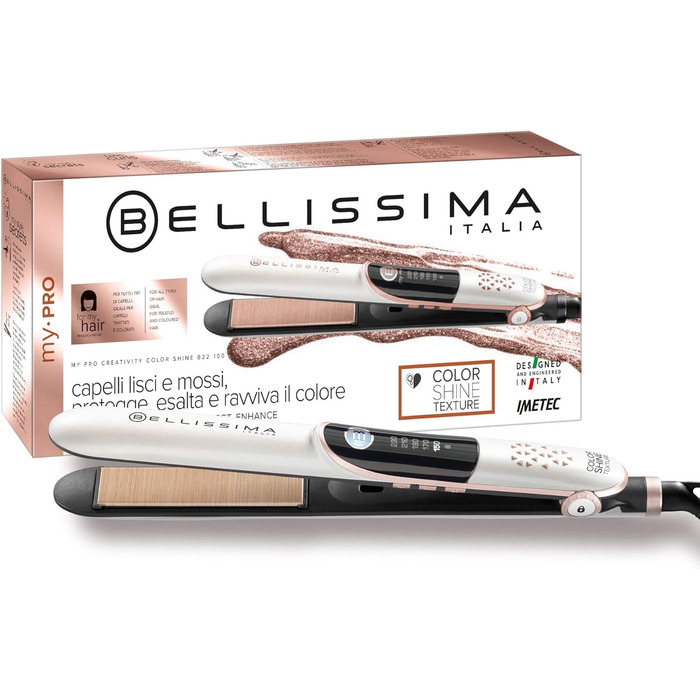 Випрямляч для волосся Bellissima Creativity Color Shine B22, для фарбованого волосся, з регулюванням температури 150-230°C, захисне покриття