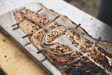 Дошка для приготування лосося MOESTA-BBQ XXL з нержавіючої сталі, FlameBoard, поворотна, для лосося до 60 см