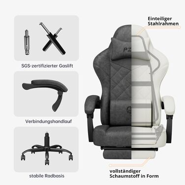 Ігрове крісло Ergonomic Gaming Chair з підставкою для ніг, ергономічний комп'ютерний стілець з високотехнологічної тканини для дорослих та підлітків, чорне