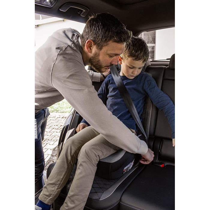 Дитяча автопідставка Booboo Safety Madrid, без Isofix, для дітей 125-150 см (15-36 кг), i-Size, чорний/сірий