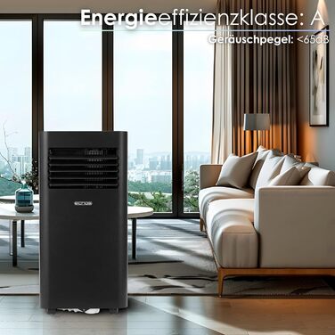 Мобільний кондиціонер Echos 3-в-1 з Wi-Fi, 9000 BTU, таймер 24 год, пульт, для кімнати, з відвідною трубою
