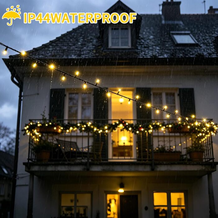 Світлодіодна гірлянда 30м 1000 LED теплий білий колір, водонепроникна для вулиці та дому, 8 режимів, з пультом та таймером для саду, балкона та новорічного декору