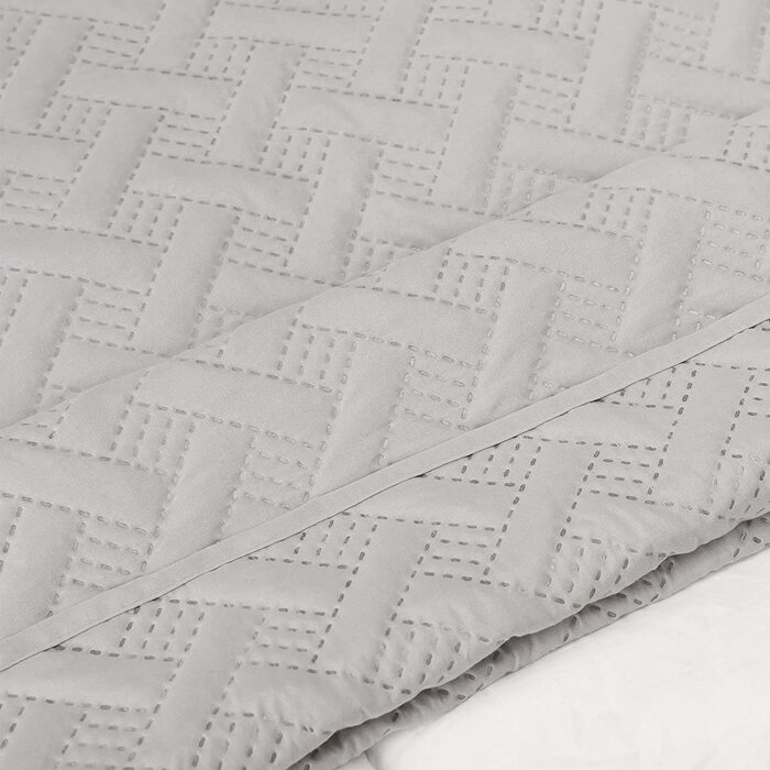 Плед Woltu 70x20 см, Patchwork, двосторонній, з мікрофібри, стеганий, для ліжка/софи, 220x240 см (світло-сірий)