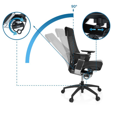 Офісний крісло GENIDIA SMART BLACK CM сітка чорний AL Chrom hjh OFFICE