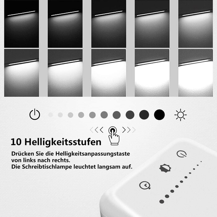 LED настільна лампа SLATOR, димована, 5 кольорів і 10 рівнів яскравості, з USB для зарядки смартфона, нічник, читальна лампа для дітей і дорослих, алюміній, срібляста, модель QM019