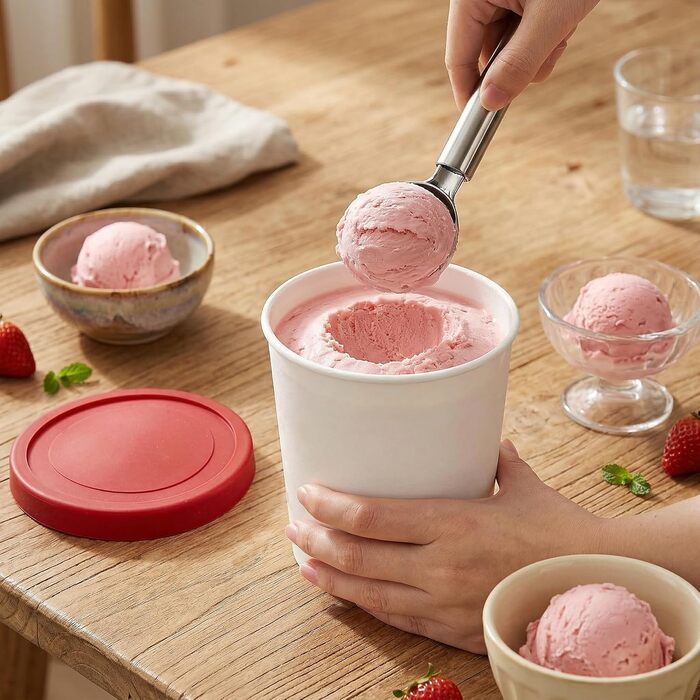 Контейнери для морозива Peohud, 4 шт, 1 л, з силіконовою кришкою, BPA-free, для дому та морозильної камери