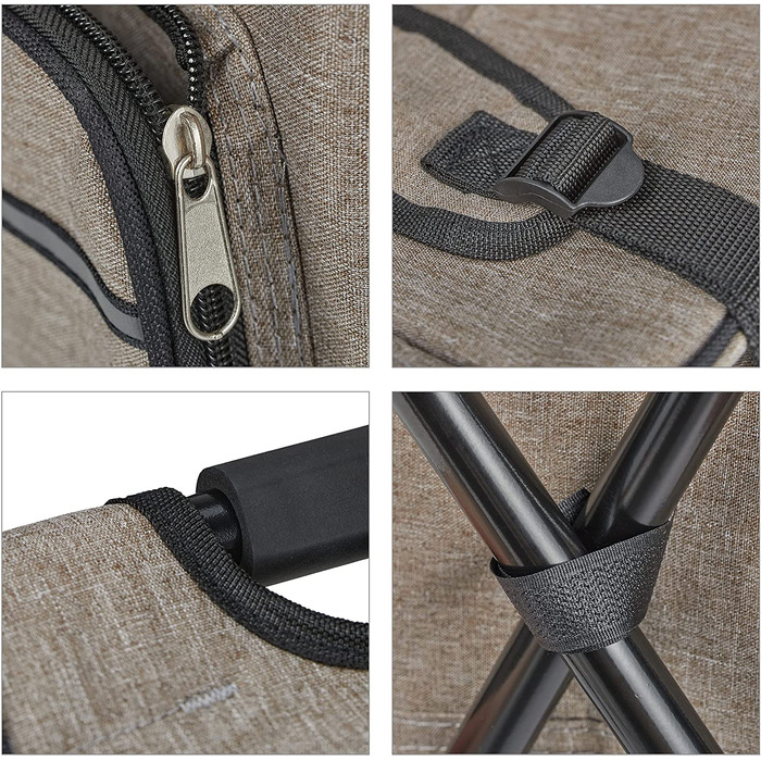 Складаний кемпінговий стілець-рюкзак Relaxdays з сумкою, легкий та стабільний, поліестер, бежевий, 42x35x29 см