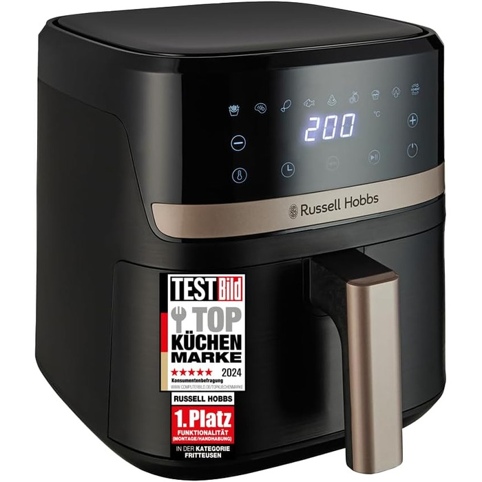 Аерофритюрниця Russell Hobbs SatisFry 4,3 л, 9 програм, Rapid AirFryer, без масла, сенсорне керування, компактна, гриль, випікання, до 200°C, модель 27610-56
