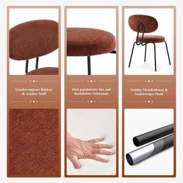Стільці обідні COLAMY 2 шт. в стилі Mid-Century Modern оранжевого кольору з горіхового бука та металевими ніжками для кухні та їдальні