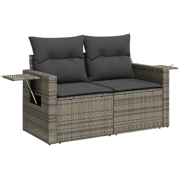 Комплект садових меблів Lounge Sofa на 6 місць, сірий поліротанг з подушками, набір м'яких меблів для тераси та саду