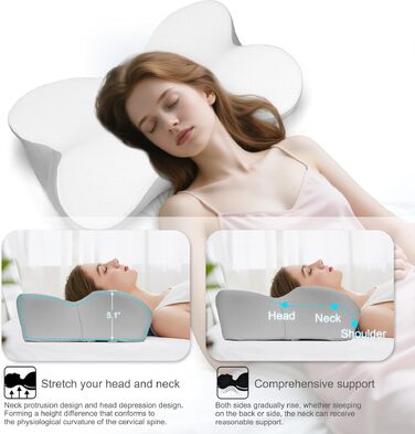 Ортопедична подушка для шиї з піни Memory Foam Zervikales: підтримка голови та шиї, для сну на боці, спині, животі, зняття болю в шиї