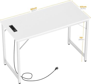 Ігровий стіл iSunirm з LED підсвіткою, розетками та USB портами, білий 80x40x75 см