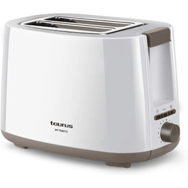 Тостер Taurus Mytoast II, 750Вт, 2 слоти, 7 режимів, автоцентрування, підігрів, розморожування, піддон для крихт, підсвічування, білий