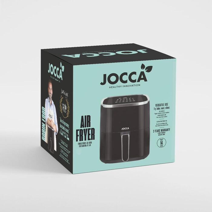 Аерофритюрниця JOCCA 5L, безмасляна фритюрниця 1450W з LED сенсорним екраном та регулюванням температури, чорна