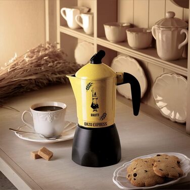 Кавоварка Bialetti Moka Orzo Express для ячмінної кави, алюмінієва, жовта, на 2 чашки