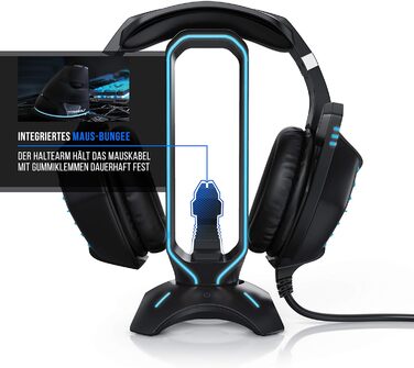 Підставка для ігрових навушників Titanwolf з LED підсвіткою, USB-хабом 2x USB 3.2 Gen1, мишебанджі, 6 RGB кольорів, зміна підсвітки