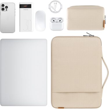 Чохол-сумка для ноутбука DOMISO для MacBook Pro 14 дюймів, захисний м'який кейс, бежевий