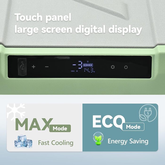 Автомобільний холодильник EUHOMY 40L компресорний (-20℃~20℃) з Wi-Fi, режимами ECO/MAX, захистом батареї та низьким рівнем шуму (до 45 дБ). 12/24V, 100-240V