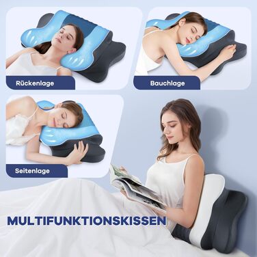 Подушка для сну DONAMA з Memory Foam: ортопедична подушка для шиї та голови для сну на боці, спині та животі з чохлом