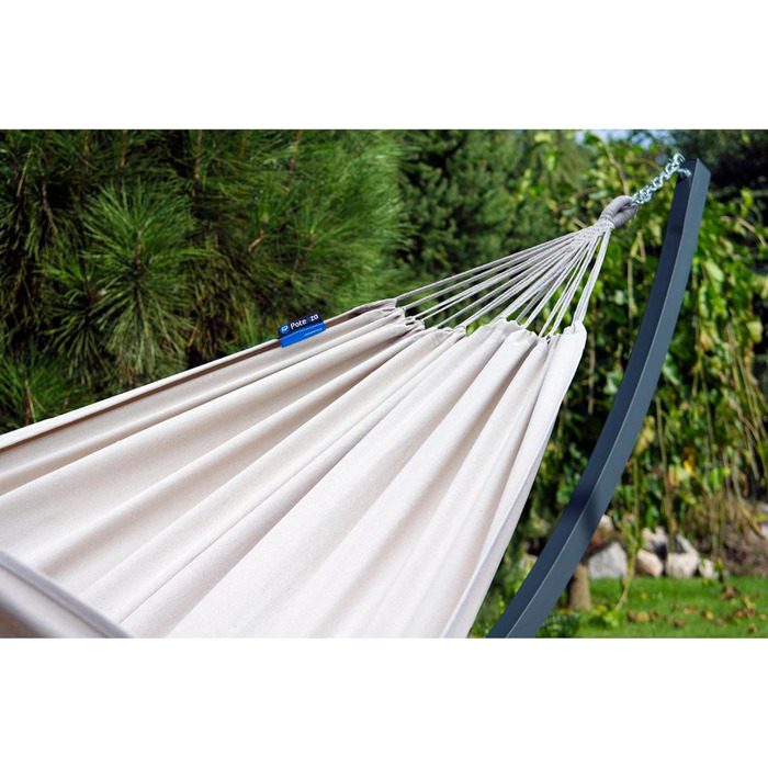 Гамак подвійний Potenza Outdoor з металевим каркасом для 2 осіб, бавовна, 220x160 см, до 200 кг, графіт