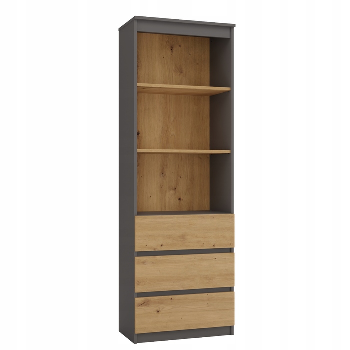 Стелаж TopEshop, антрацит, ламінована плита, 3 полиці та 3 шухляди, 180x60x35 см