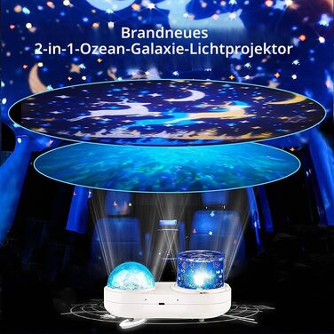 Дитячий проектор зоряного неба Sternenhimmel: нічник для дітей та немовлят, LED-лампа з 12 кольорами, 6 плівками та таймером, проектор галактики для декору дитячої кімнати