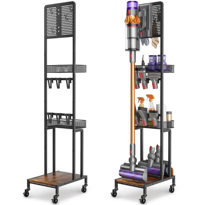 Підставка для пилососа Dyson V15, V12, V11, V10, V8, V7, V6 Gen5 з тримачем для насадок, чорна док-станція для зберігання