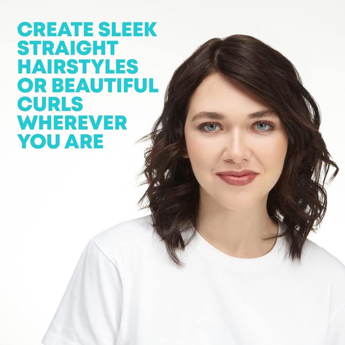 Бездротовий керамічний стайлер для волосся Revamp Progloss Liberate Shine з іонною технологією, кератином, аргановою та кокосовою олією для гладкого волосся без пухнастості, компактний дорожній прасок для волосся