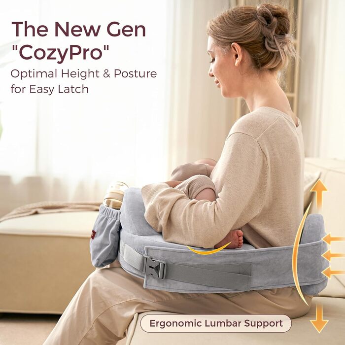Подушка для годування Momcozy CozyPro – підтримка спини та рук, безпека, Memory Foam, ергономічна, для зручного годування