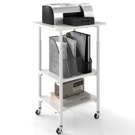 Стіл для принтера GIANTEX з регульованою висотою та колесами, білий 49x40x65/77 см