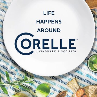Набір посуду Corelle Timber Shadows 18 предметів, чорний і білий, для 6 персон, ударостійкий – квадратні тарілки 26 см, 17 см і миски 530 мл