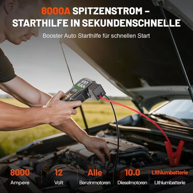 Бустер для автомобіля Starthilfe Powerbank 8000A 12V — Пусковий пристрій для акумуляторів авто, модель 9183