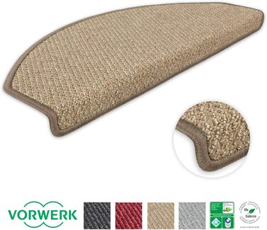 Комплект килимків для сходів Metzker Vorwerk Lord, напівкруглі, 18 шт, світло-коричневі