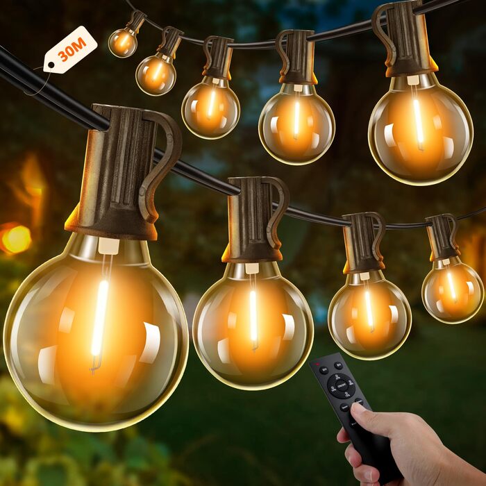 LED гірлянда Kangtaixin для вулиці з таймером 30м, 78 лампочок G40, теплий білий, водонепроникна, для саду, балкону, вечірки