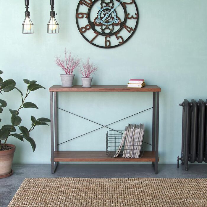 Консольний стіл Versa Taline для передпокою, сучасний, 80x30x100 см, чорний, дерево та метал