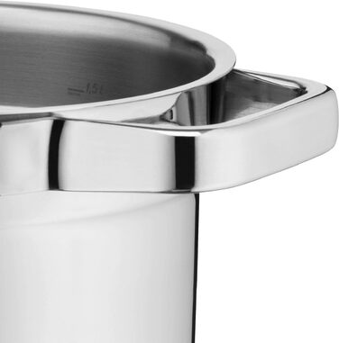 Набір каструль WMF Compact Cuisine 4 предмети для індукції з кришками, нержавіюча сталь Cromargan, з внутрішньою шкалою