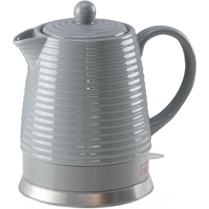 Електрочайник керамічний 1,5 л Grand, сірий, 1600 Вт, знімна кришка з силіконовим ущільнювачем, стиль ретро