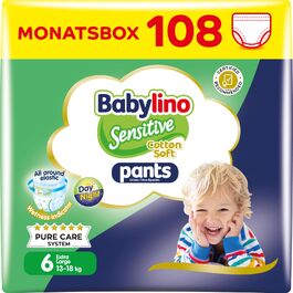 Підгузки-трусики Babylino Sensitive Cotton Soft, розмір 6 (XL, 13-18 кг), 108 шт