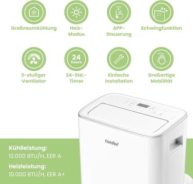 Мобільний кондиціонер Comfee Breezy Cool Pro 2.0 7000 BTU/2.0kW з Wi-Fi, охолодження, вентиляція, осушення - до 68 м³