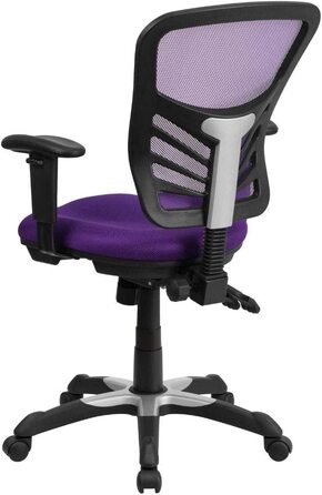 Ергономічне офісне крісло Flash Furniture з сітчастою спинкою, анатомічним та регульованим по висоті сидінням, 3 важелями керування, фіолетове