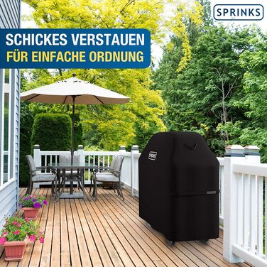 Чохол для гриля SPRINKS, водонепроникний, для Weber, Napoleon, Enders, з ручками, 147x61x122 см, чорний, міцний Oxford 600D
