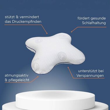 Ортопедична подушка для сну на боці з Memory Foam. Подушка для шиї з ефектом пам'яті, 56x48 см, сірий чохол