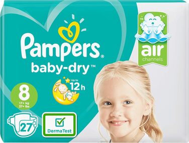 Підгузки Pampers Baby Dry розмір 8 (17+ кг), 27 шт
