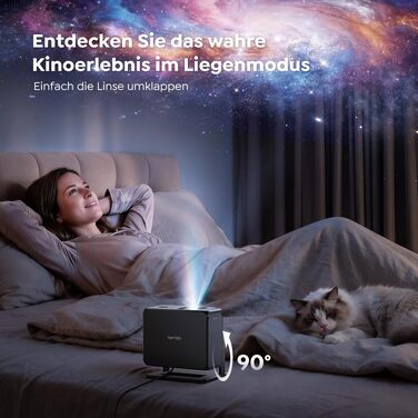 Проектор Google TV Beamer 4K Smart: Кінотеатр вдома 1080P FHD, Автофокус, Трапецеїдальна корекція, WiFi, Bluetooth, Портативний, Чорний