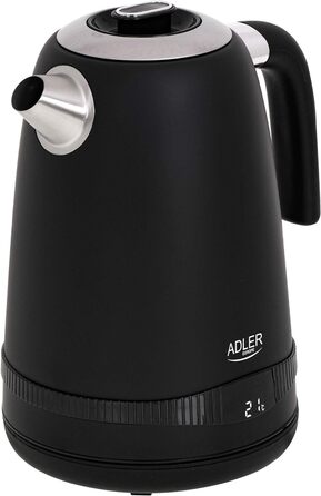 Електрочайник Adler AD 1295b, 1,7 л, нержавійка, LCD-дисплей, терморегулятор, чорний