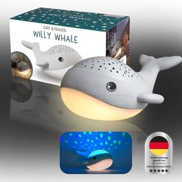 Дитячий нічник-проектор зоряного неба MegaLight Willy Whale: 2в1 нічник з теплим білим світлом та RGB проектором зірок (3 кольори)